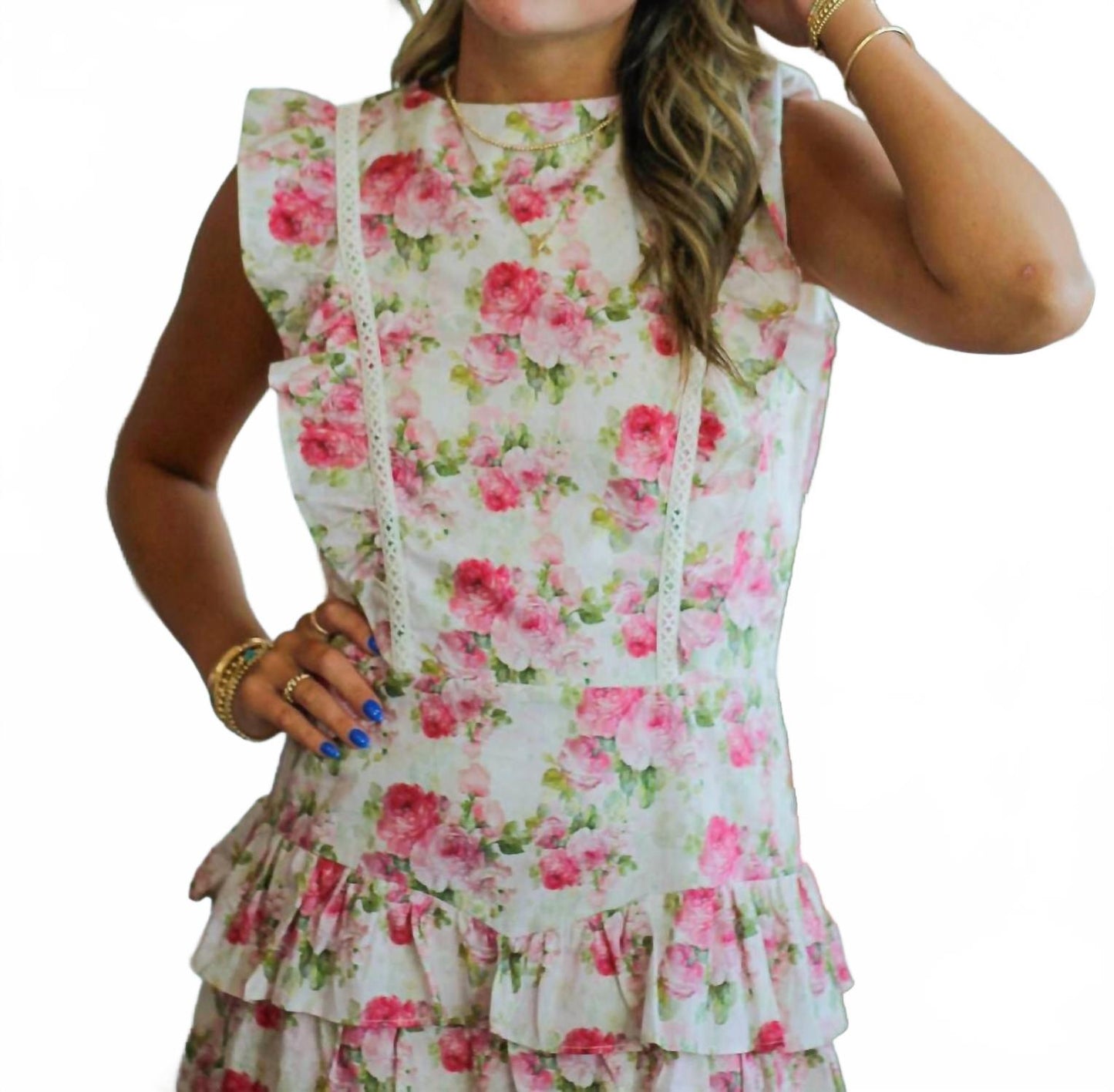 Garden Mini Dress In Rose Pink