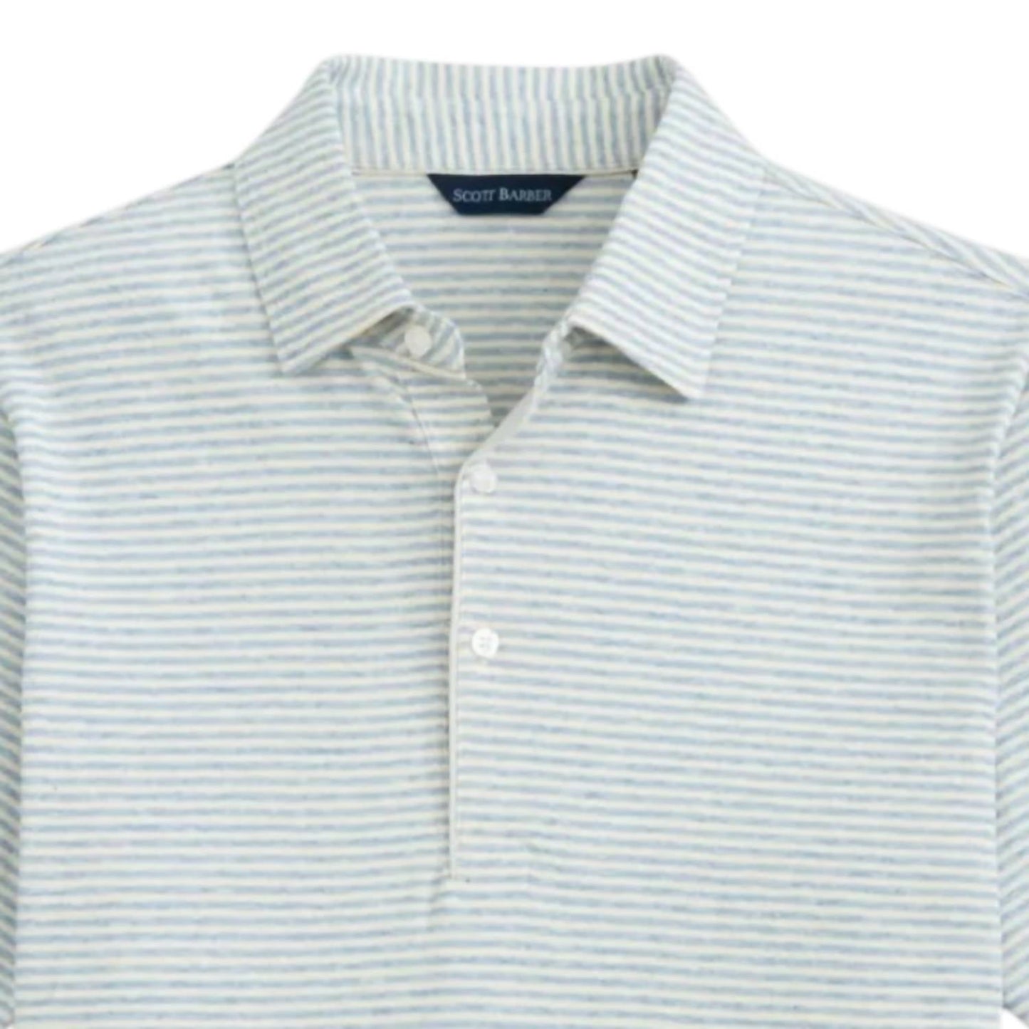 Men's Linen Blend Stripe Polo In Sky Heather