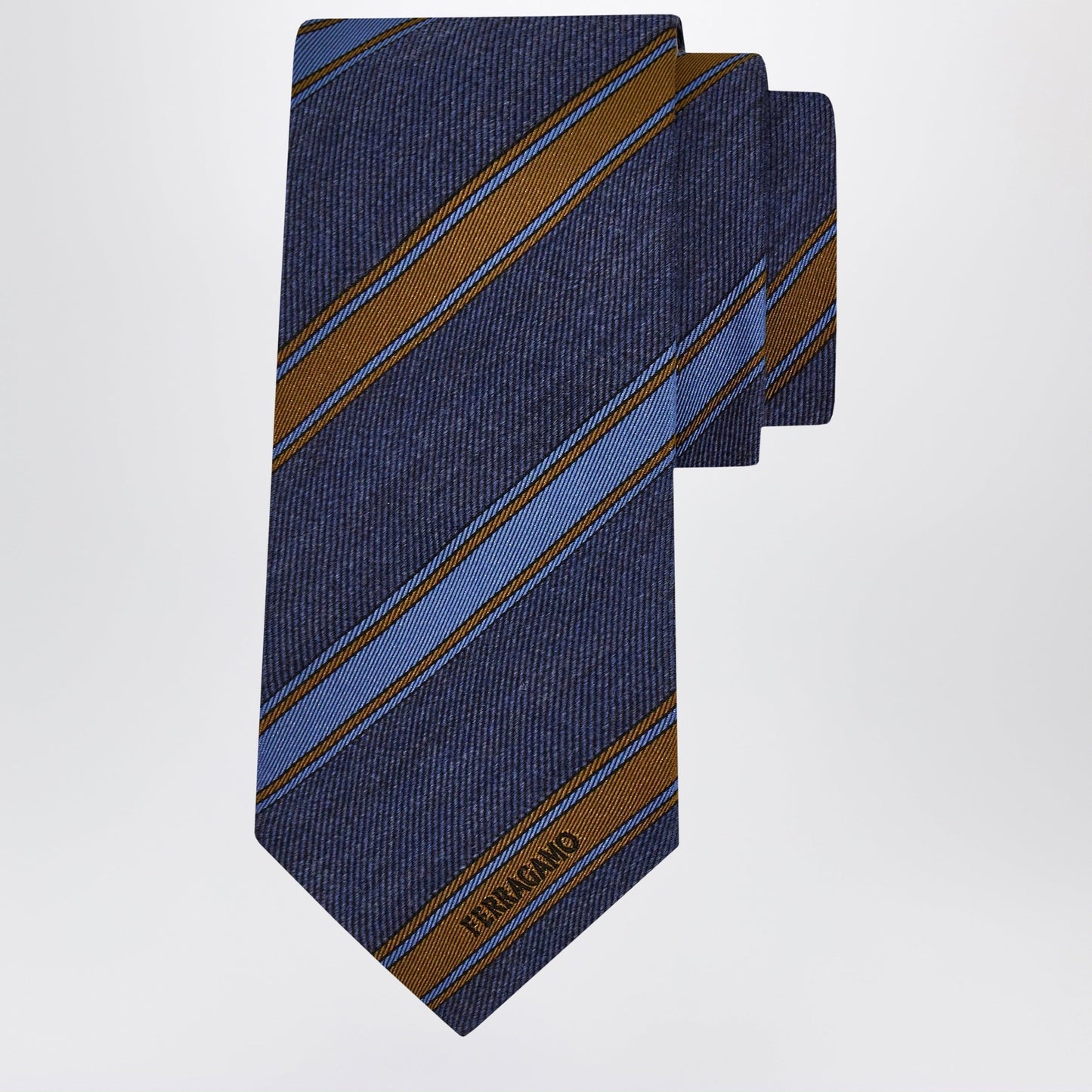 Ferragamo Medium Blue Regimental Jacquard Tie Men