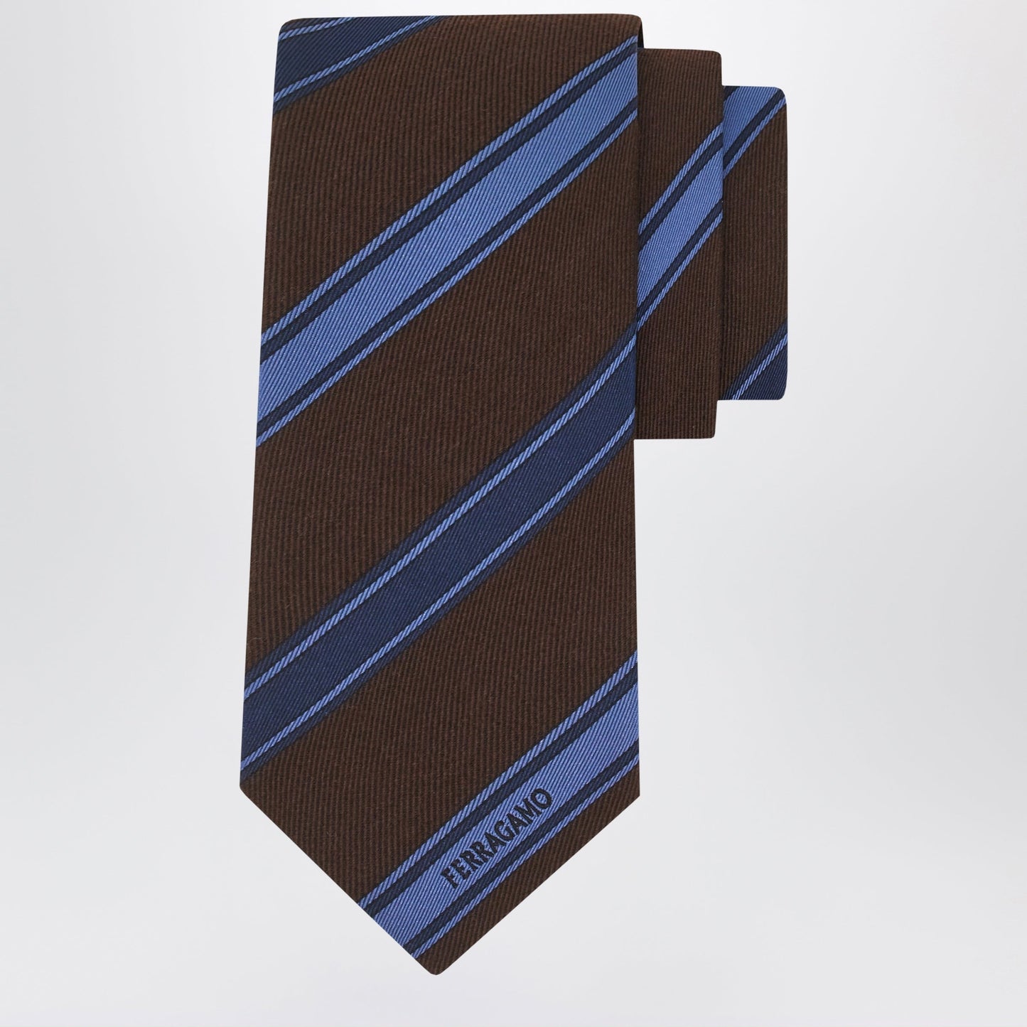 Ferragamo Brown/Green Regimental Jacquard Tie Men