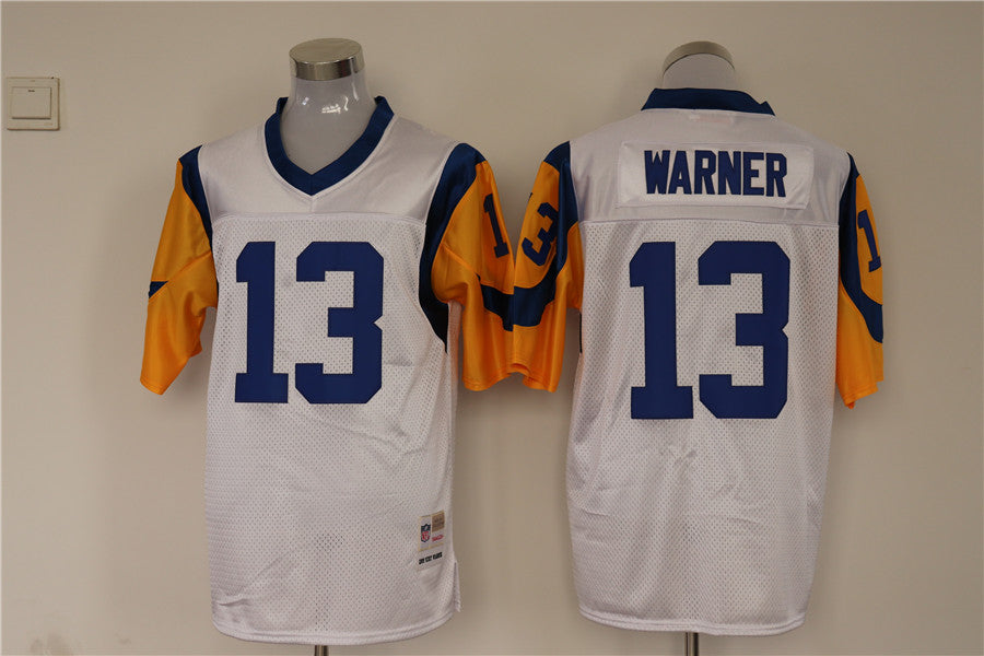 Men's San Louis Rams Kurt Warner Mitchell & Ness White Legacy Replica Jersey1