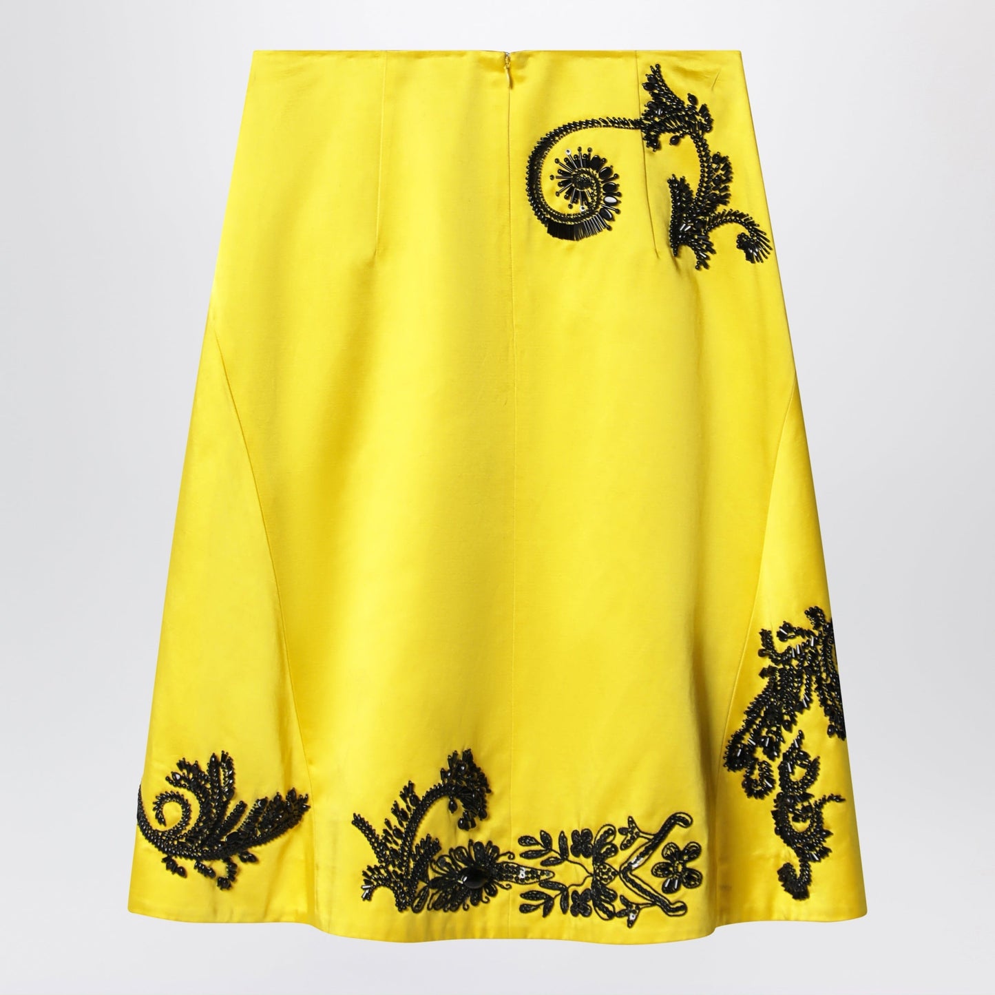 Dries Van Noten Yellow Skirt With Black Sequin Embroidery Women