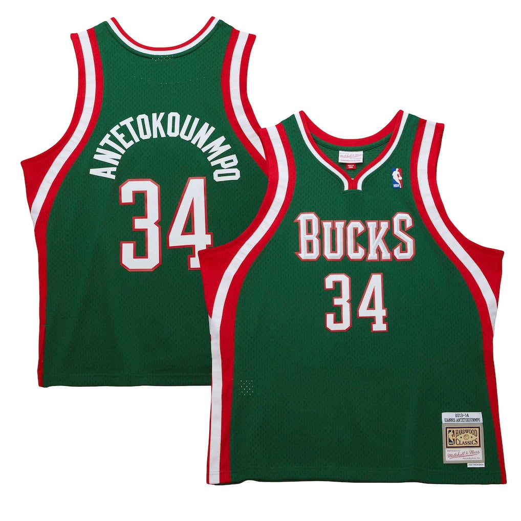Giannis Antetokounmpo Milwaukee Bucks Mitchell & Ness 2025/26 Hardwood Classics Swingman Jersey - Hunter Green