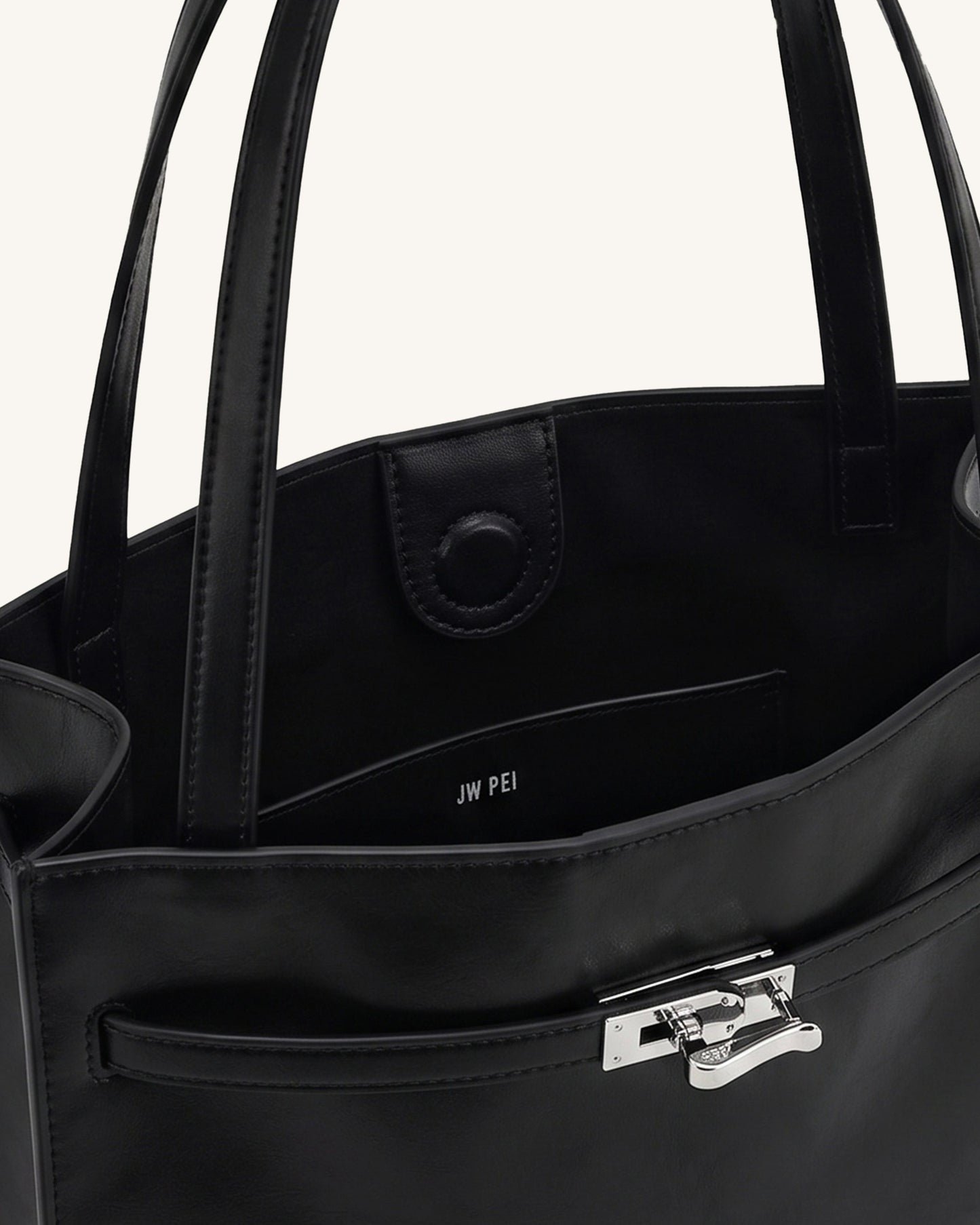 Noelle Belted Tote Bag - Black