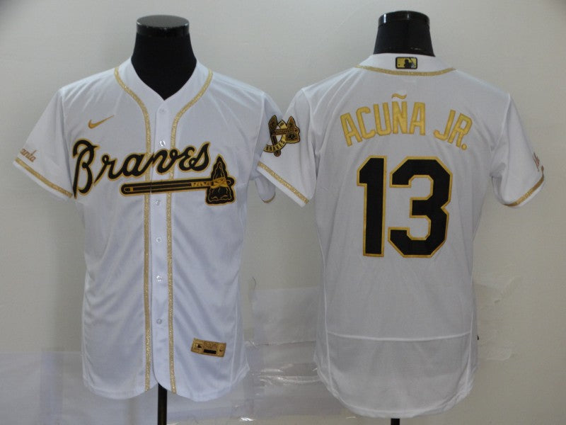 Men's Atlanta Braves Ronald Acuna Jr. #13 White Replica Player Jersey1