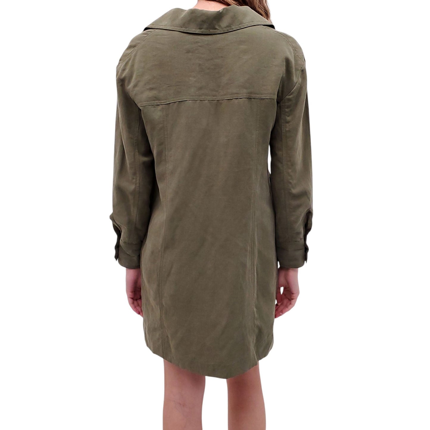 SMYTHE OLIVE GREEN CARGO DRESS WITH TIE UP DETAIL - SIZE XS