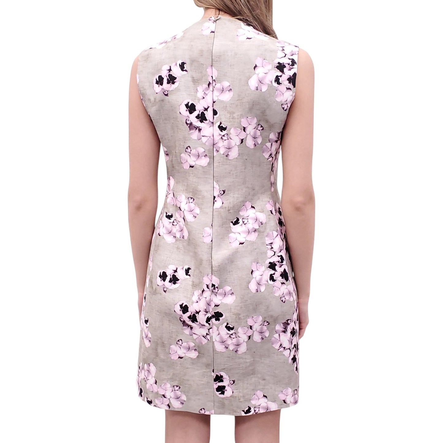 GIAMBATTISTA VALLI GREY AND PURPLE FLORAL DRESS - SIZE 44