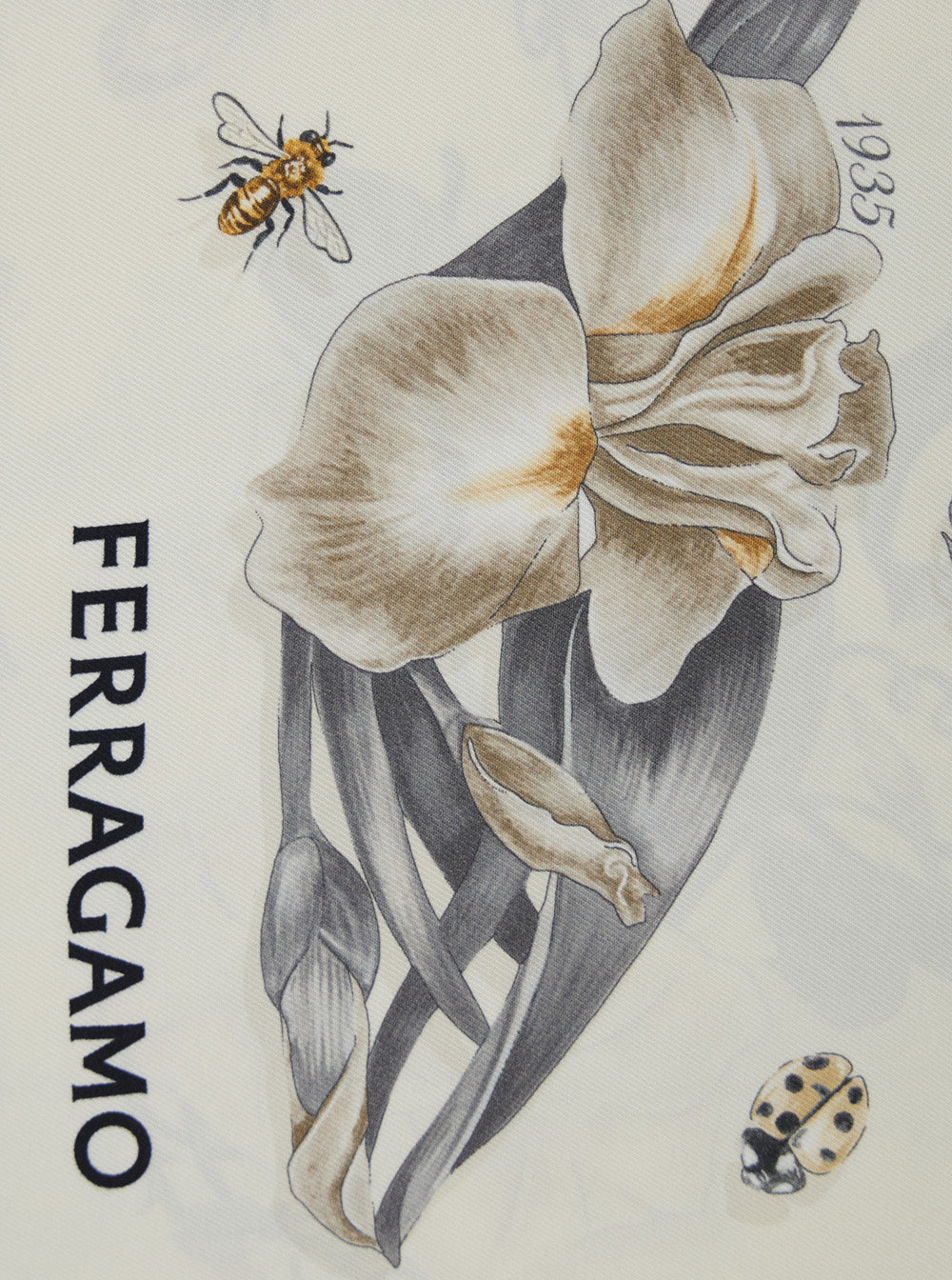 Ferragamo Women Beige Scarf With All-Over Floral Print In Silk For Women