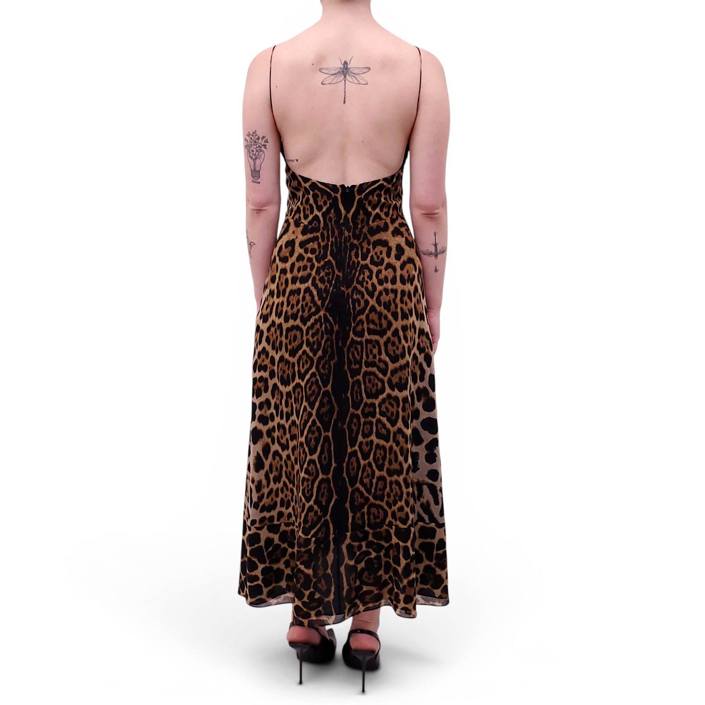 SAINT LAURENT LEOPARD PATTERNED MIDI DRESS - SIZE 38
