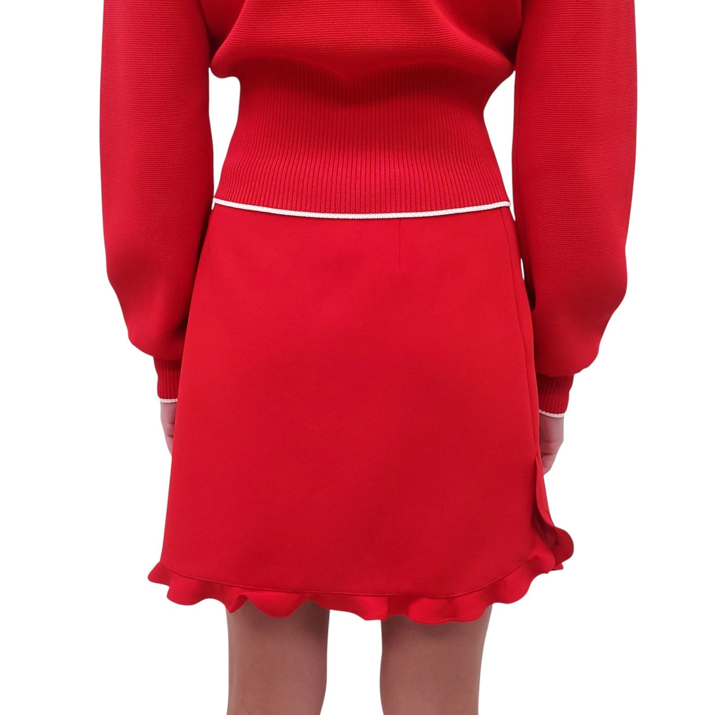 MIU MIU RED SKIRT WITH RUFFLE TRIM - SIZE 42