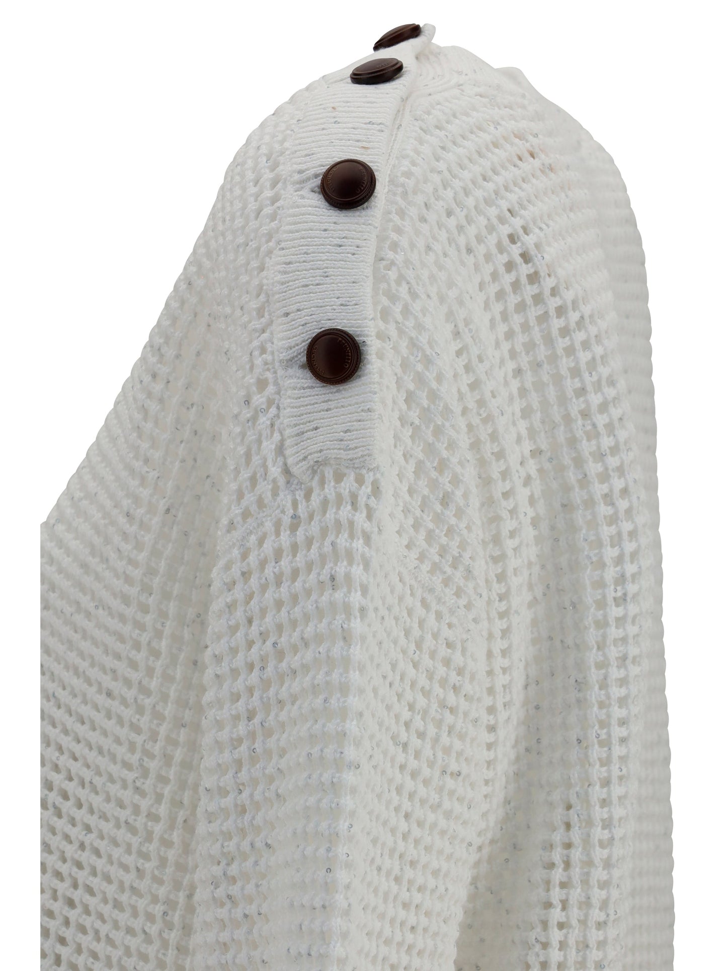 Brunello Cucinelli Women Openwork Sweater With Shoulder Buttons