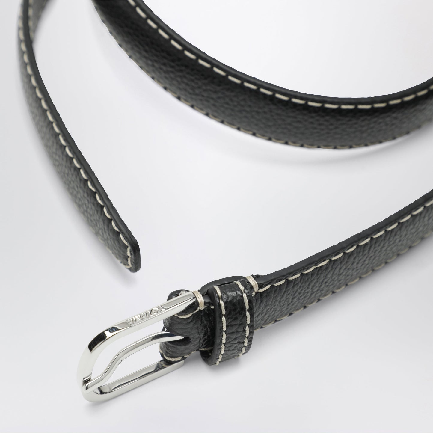 Toteme Slim Hammered Leather Belt In Black Women