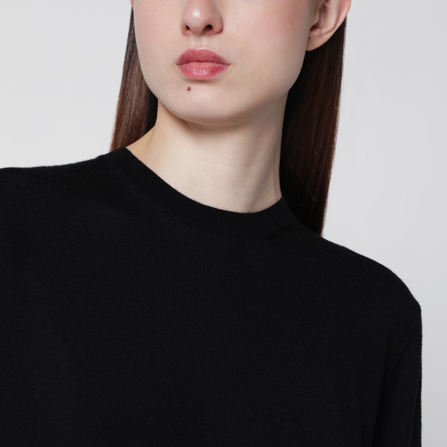 Toteme Bewn Fine Crewneck Sweater In Wool And Silk, Black Women