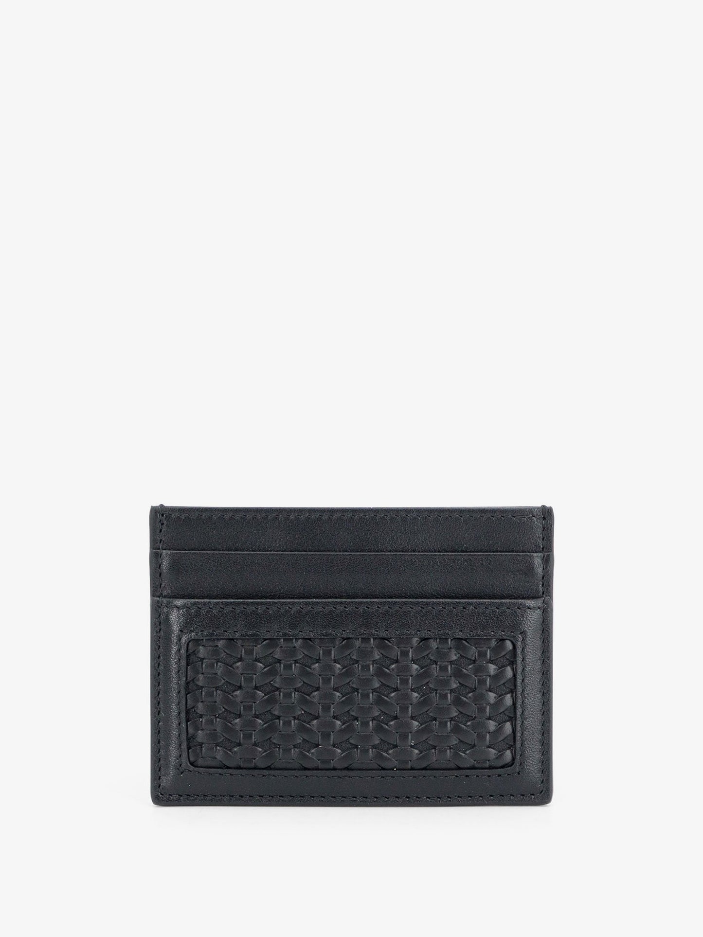 Dolce & Gabbana Men Leather Card Holder With Woven Pattern