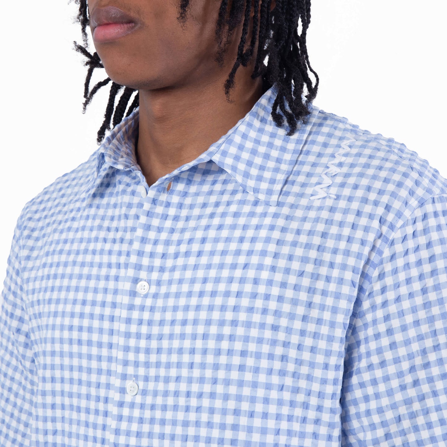 Marni Seersucker Short-Sleeved Checked Shirt