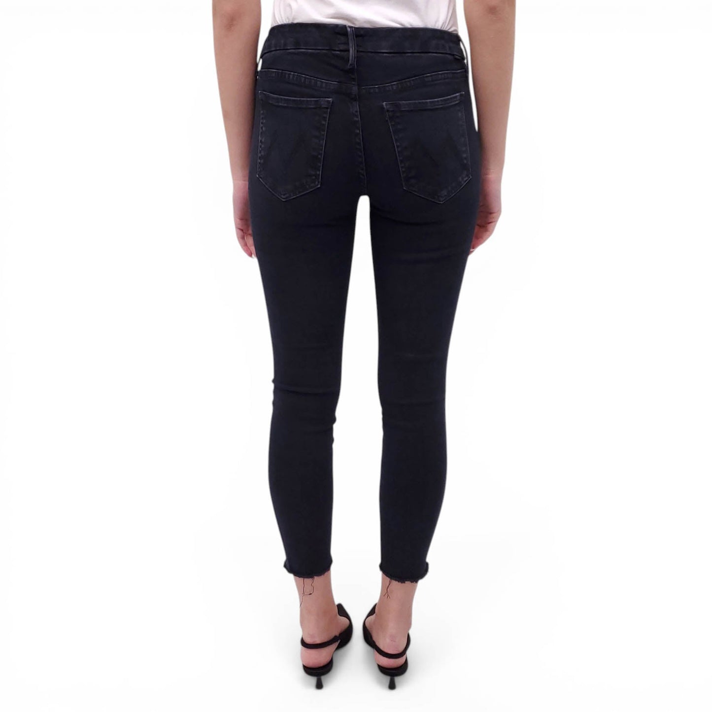 MOTHER BLACK 'LOOKER ANKLE FRAY' JEANS - SIZE 26