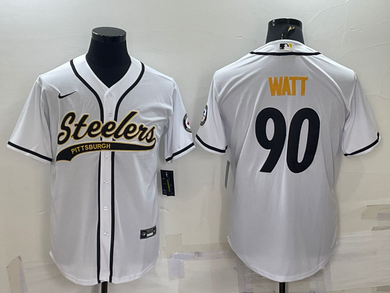 Men's Pittsburgh Steelers T.J. Watt #90 White Game jersey Joint edition