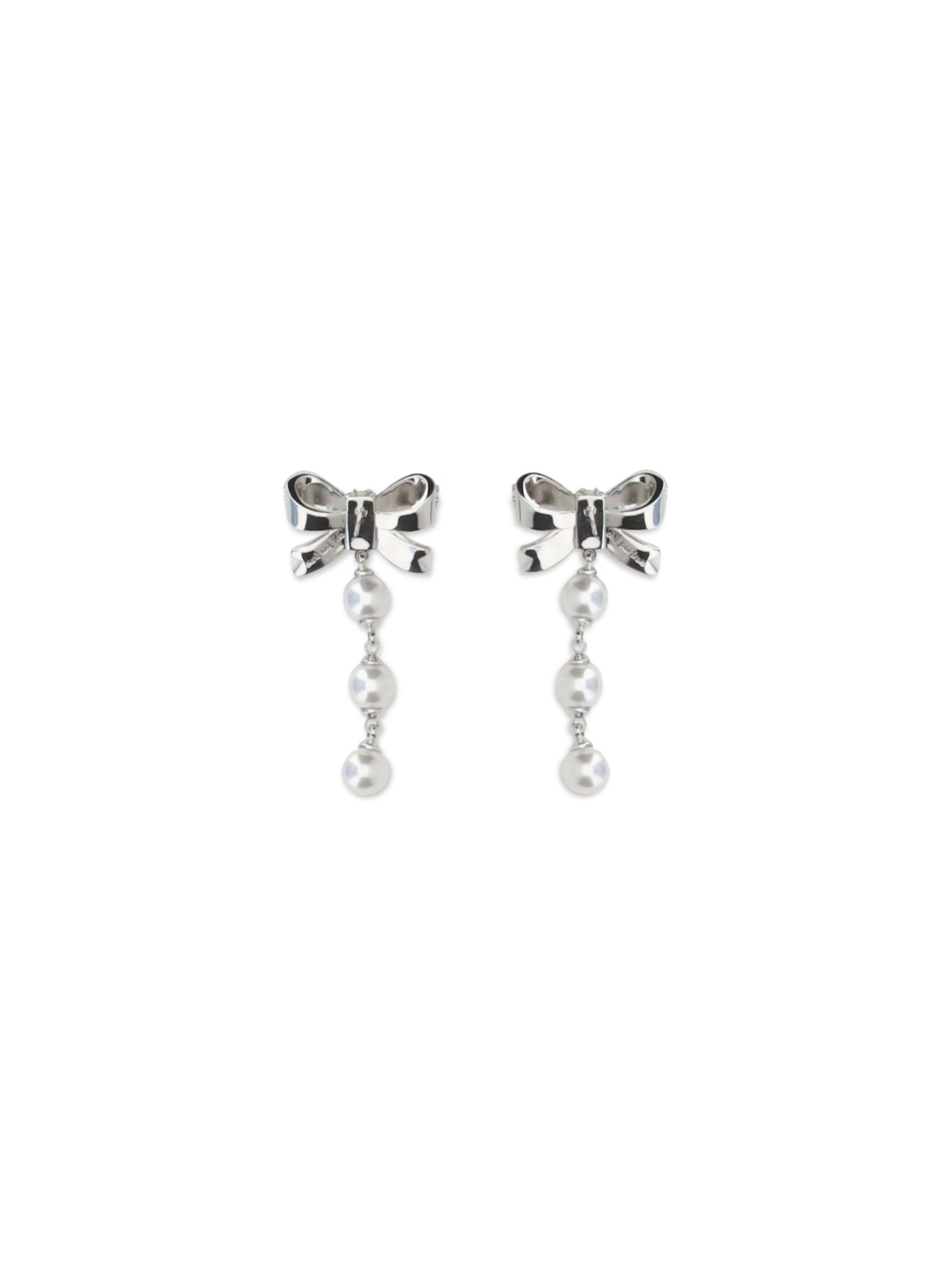 Self-Portrait Women Crystal Bow And Pearl Drop Earrings