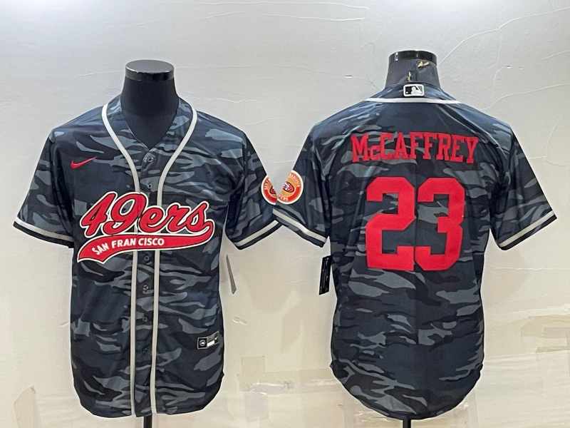 Men's San Francisco 49ers Christian McCaffrey #23 Grey Camouflage Player jersey Joint Edition