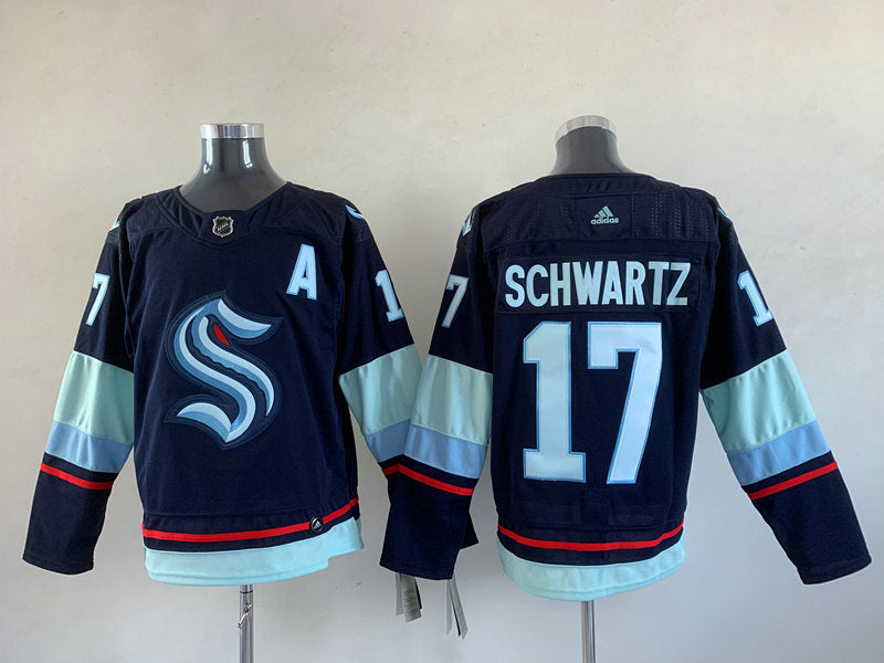 Men's Seattle Kraken Jaden Schwartz #17 Navy Home Breakaway Player jersey