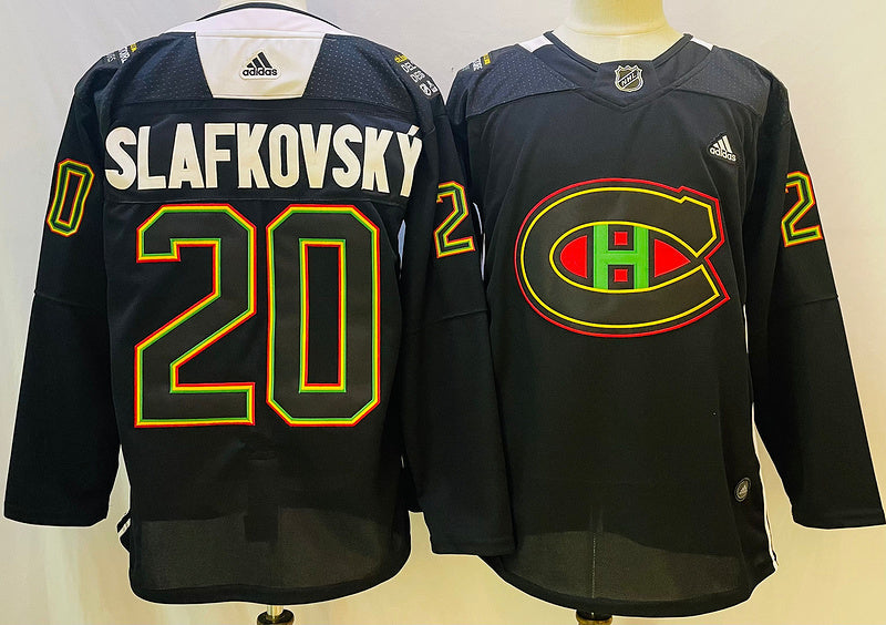 Men's Montreal Canadiens Juraj Slafkosky #20 Black Player jersey