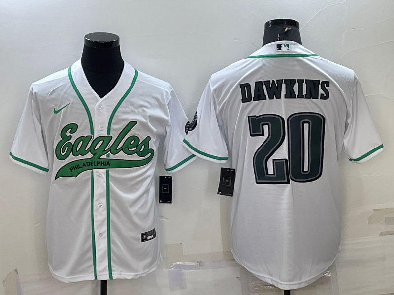 Men's Philadelphia Eagles Brian Dawkins #20 White Game jersey Joint Edition