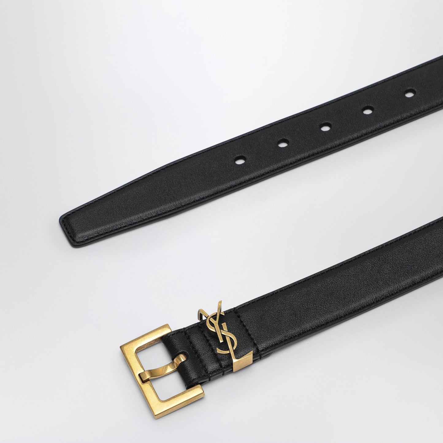 Saint Laurent Black Cassandre Belt In Smooth Leather Women