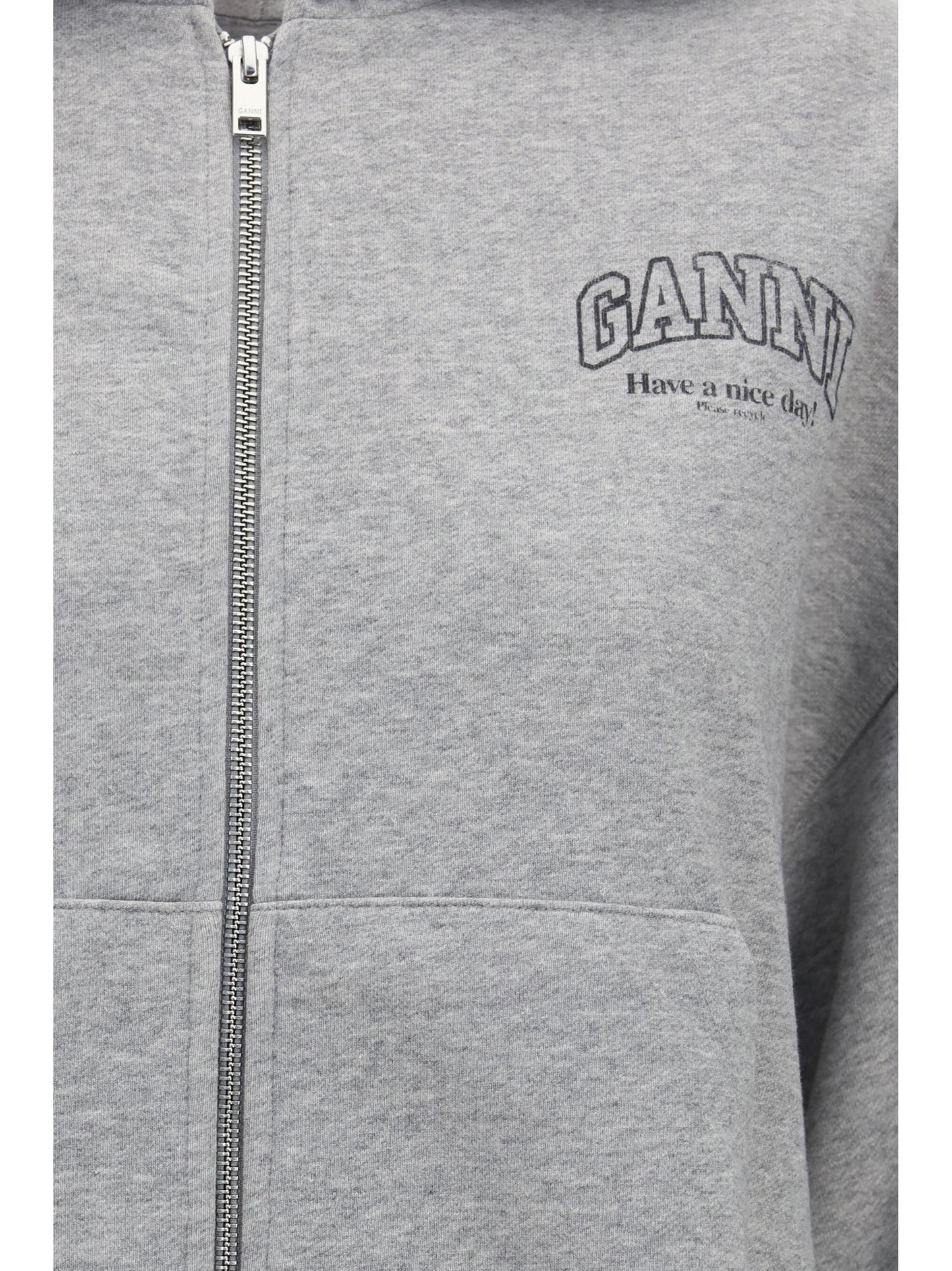 Ganni Women Cotton Zip-Up Hoodie