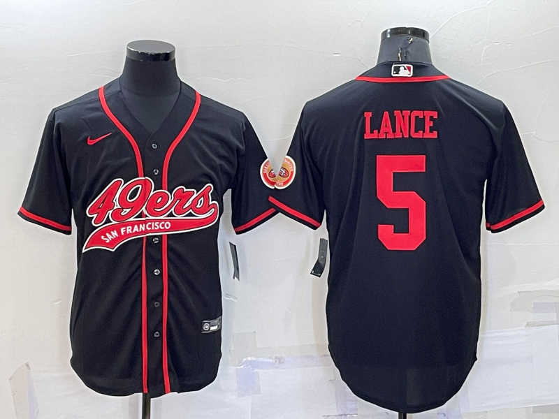 Men's San Francisco 49ers Trey Lance #5 Black Game Jersey1 Joint Edition