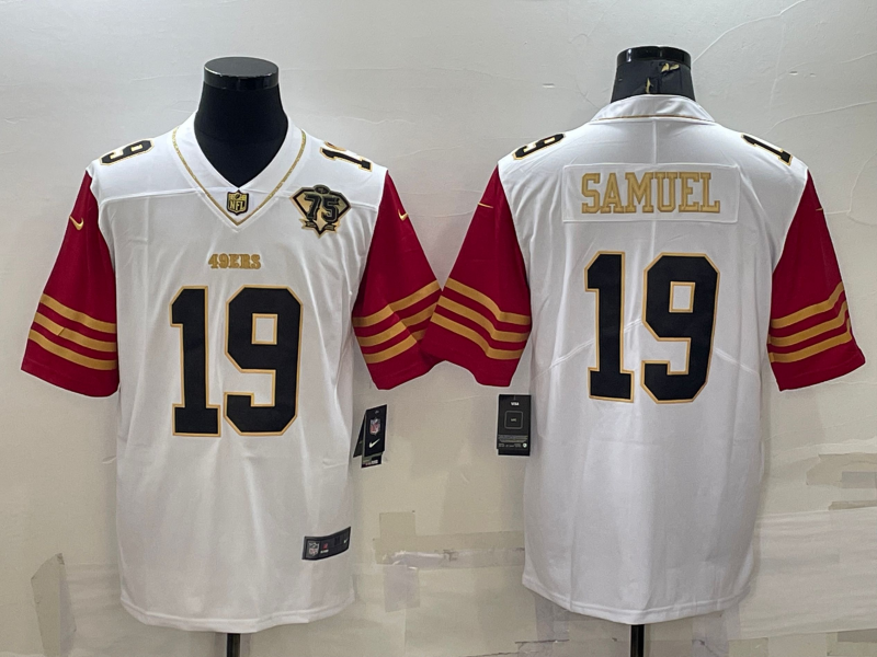 Men's San Francisco 49ers Deebo Samuel #19 White 75th Anniversary Game Jersey1