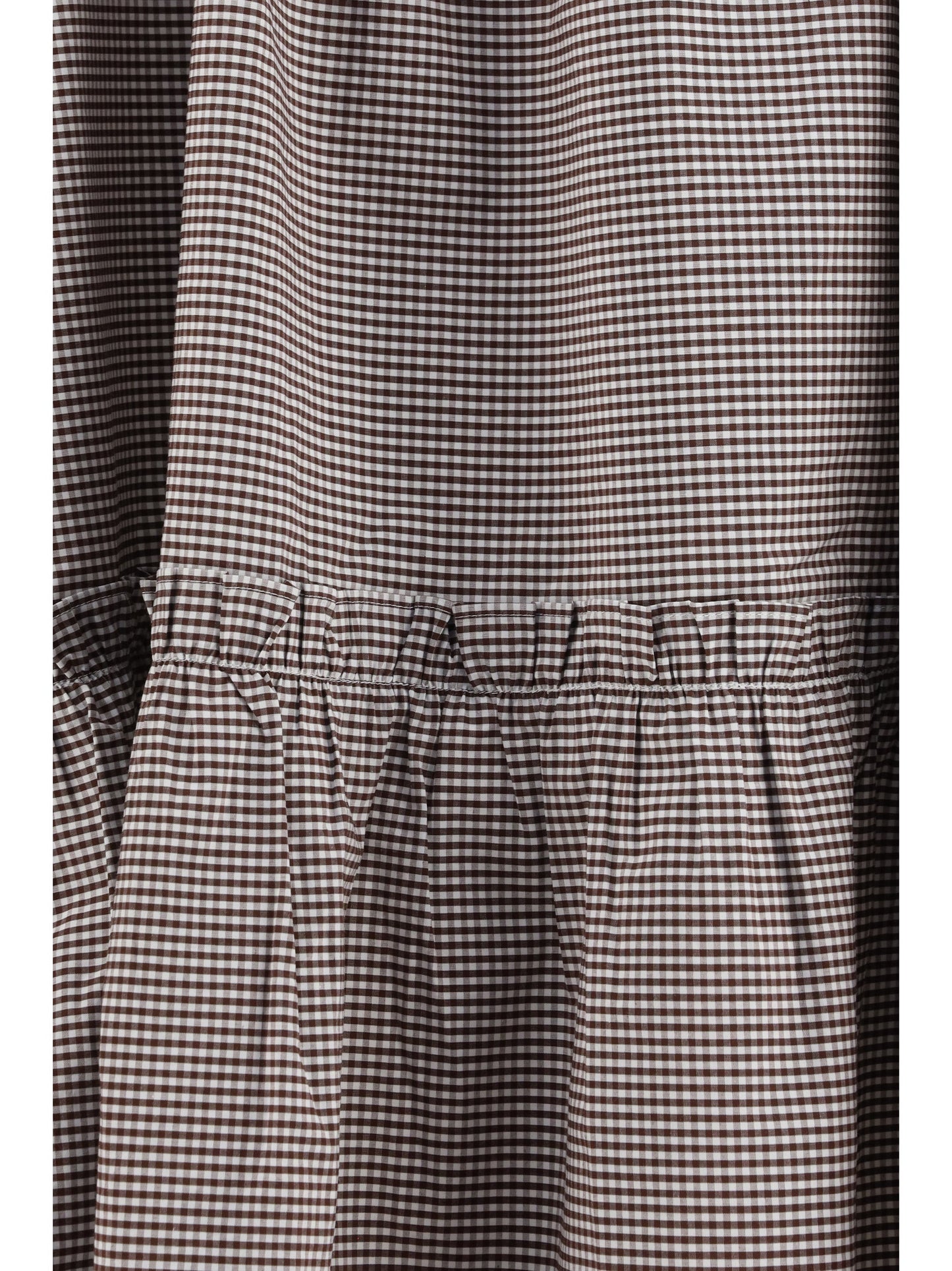 Ganni Women Checked Cotton Skirt With Gathered Waist