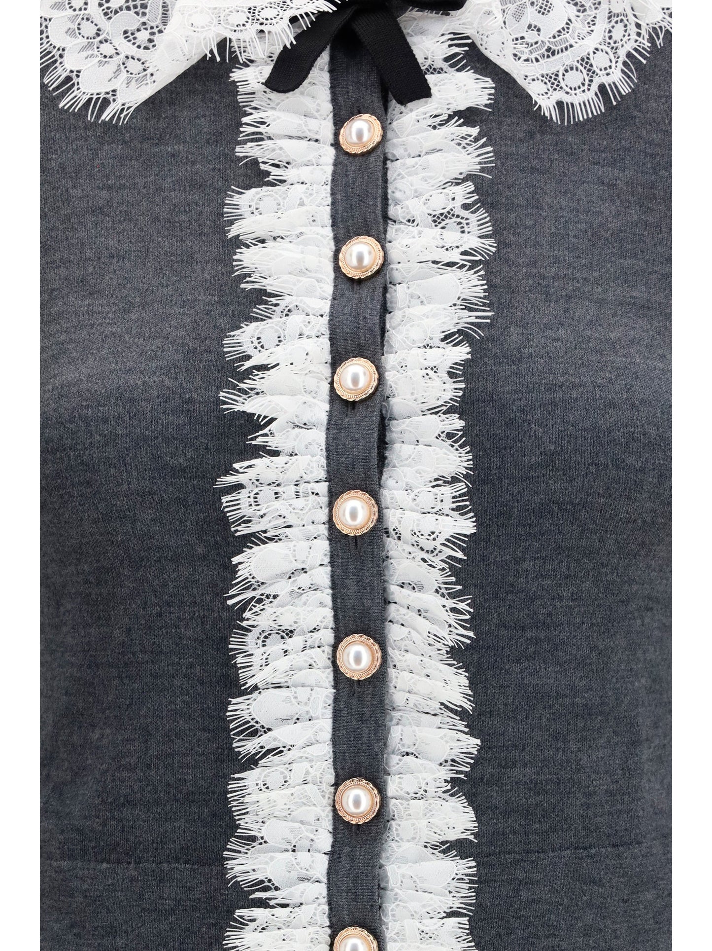 Self-Portrait Women Knit Cardigan With Lace Collar