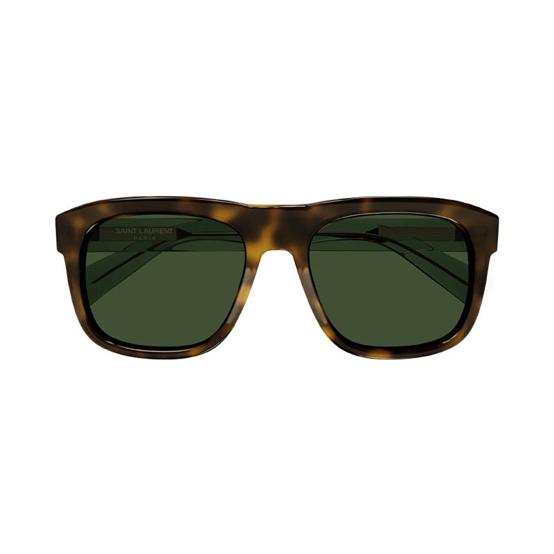 Saint Laurent Sunglasses Square Full Rim, Dark Havana/transparent Frame And Lens Sl558002