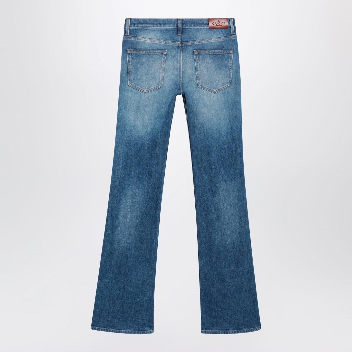 Gucci Low-Rise Flare Jeans With Horsebit In Blue Denim Women
