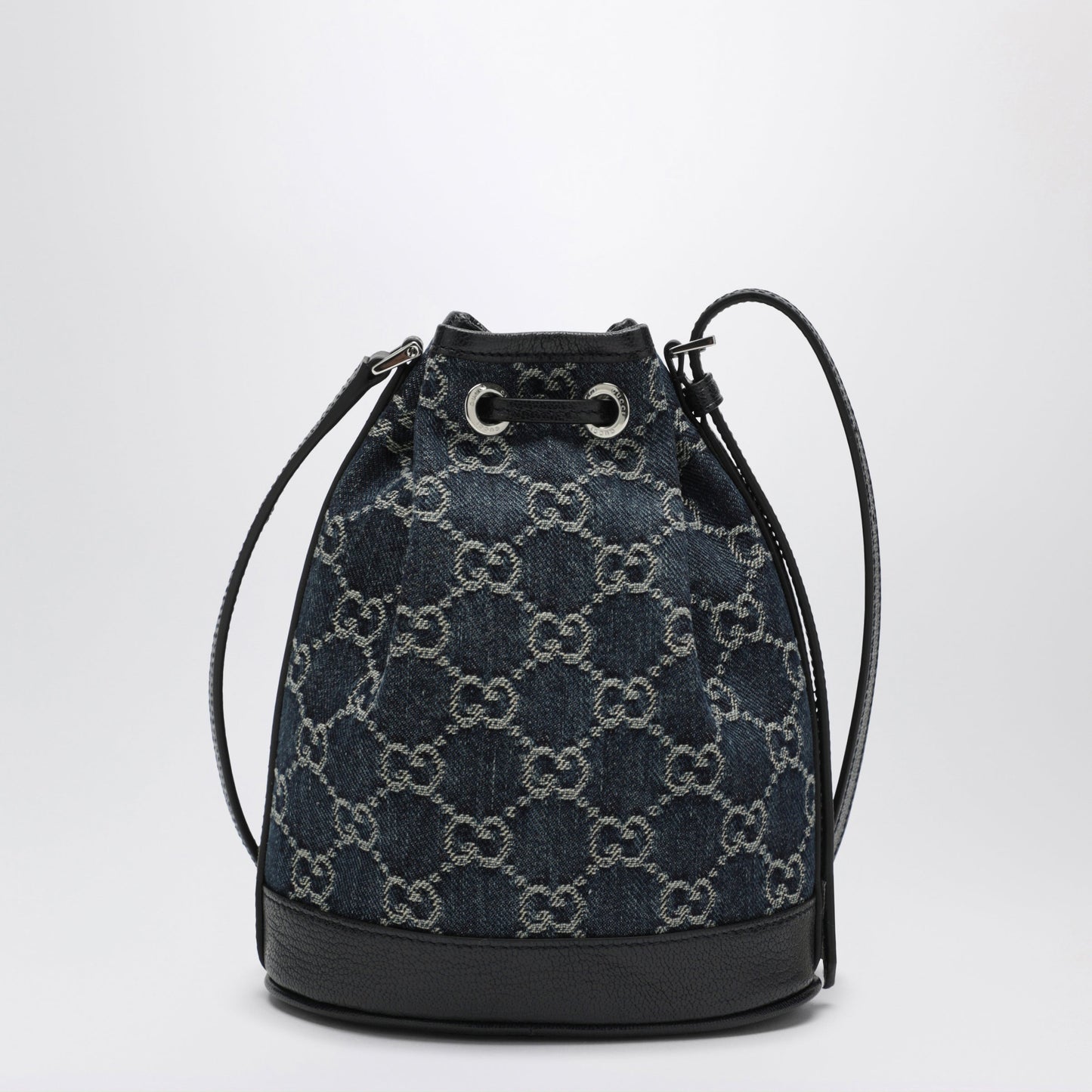 Gucci Mini Bucket Bag With Plaque In Gg Delave Denim, Blue Women