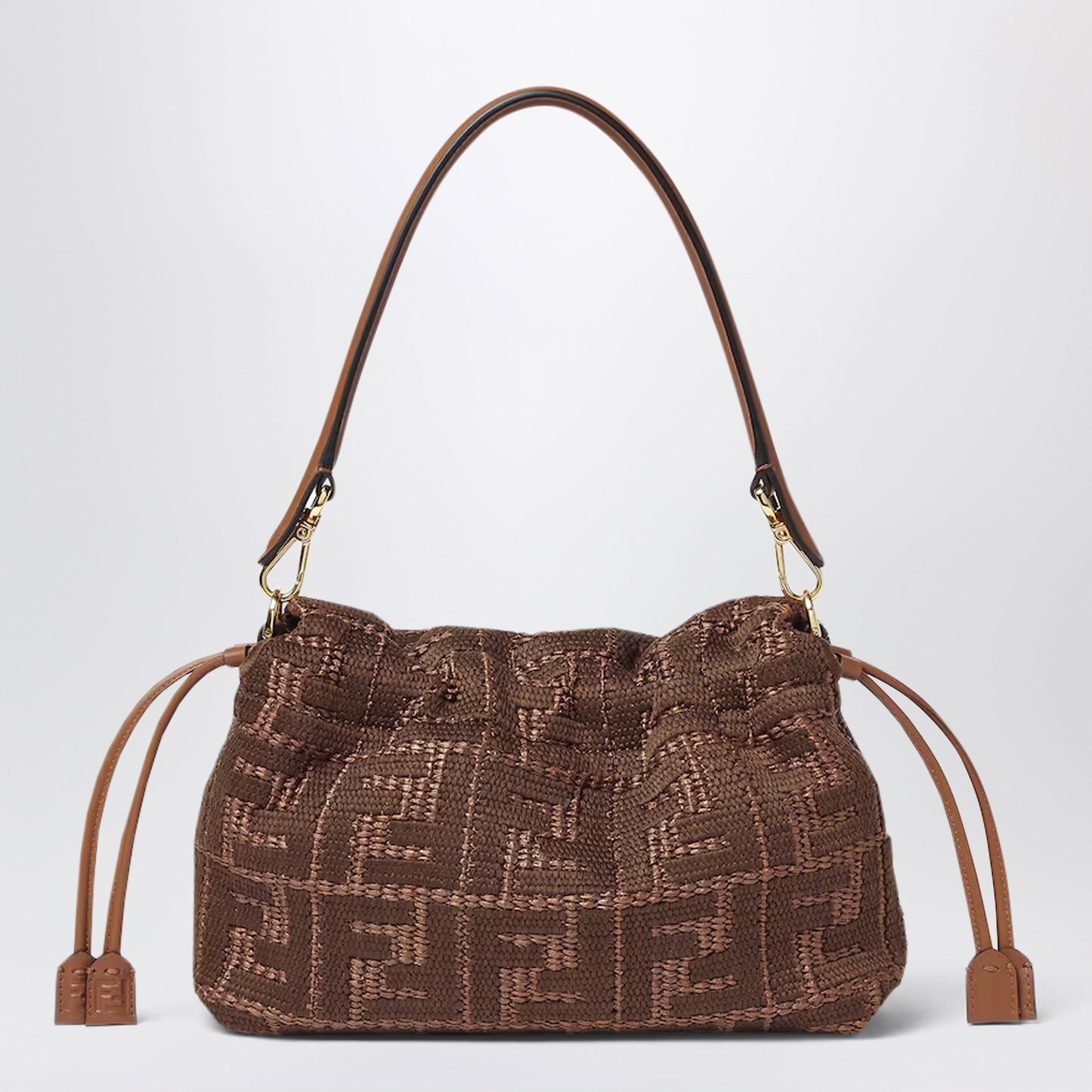 Fendi Medium Baguette Mums†Bag In Woven Raffia With Ff Sellier Embroidery Women