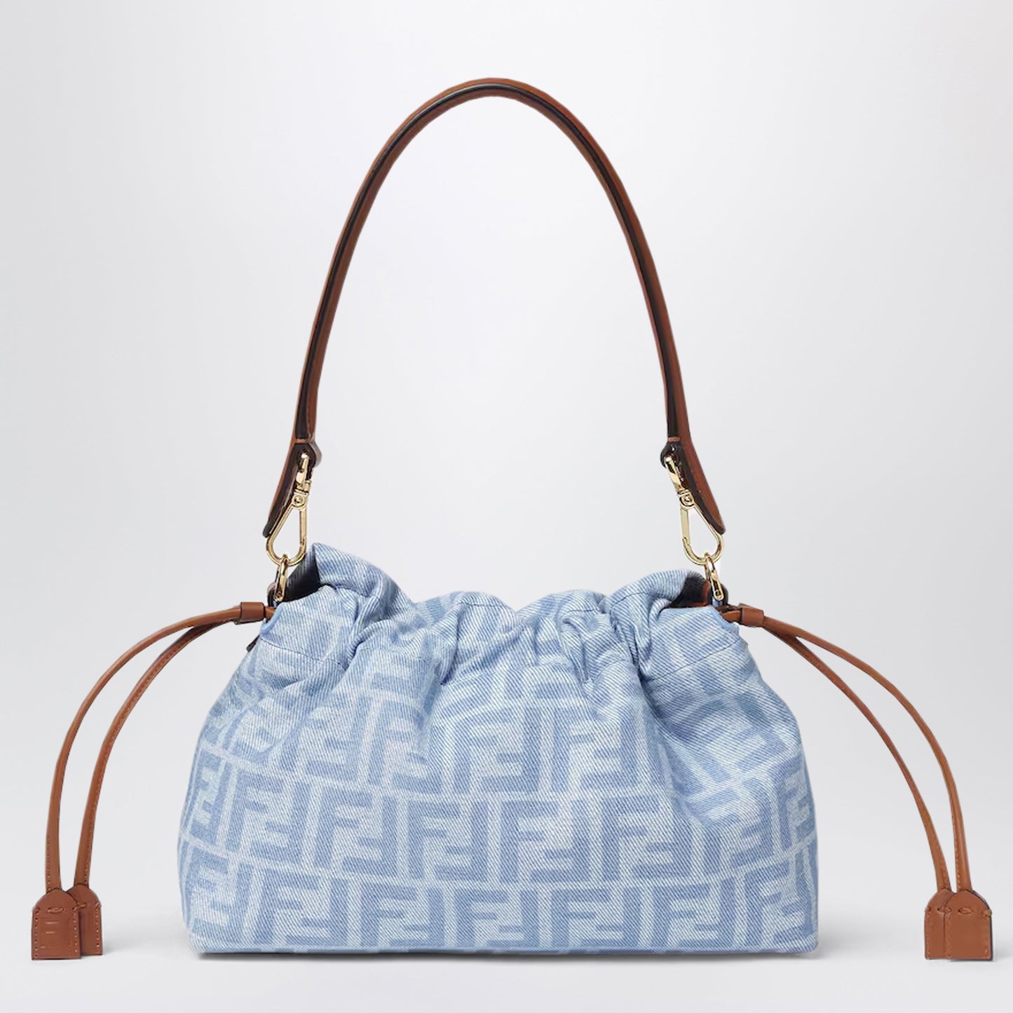 Fendi Medium Baguette Mums†Bag In Light Blue Ff Denim Women