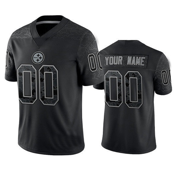 custom Pittsburgh Steelers Active Player Reflective Limited Stitched jersey Black Football Jerseys