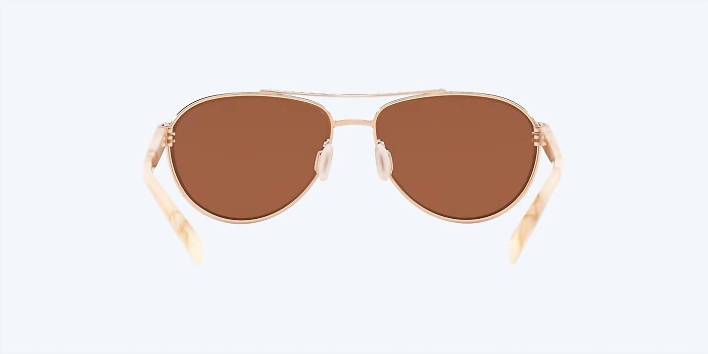 Unisex Fernandina Round Polarized Sunglasses In Shiny Rose Gold/copper
