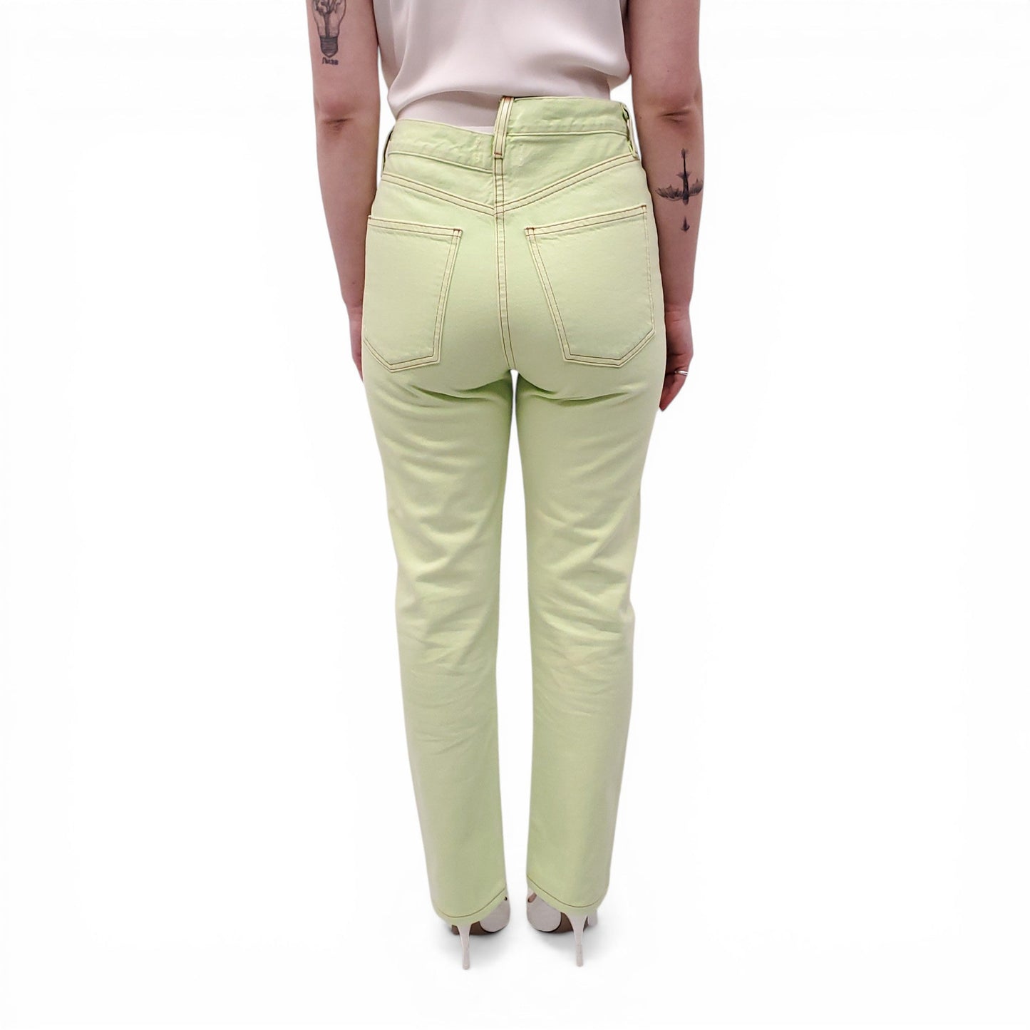 AGOLDE NEON GREEN DENIM CROSSOVER JEANS - SIZE 26