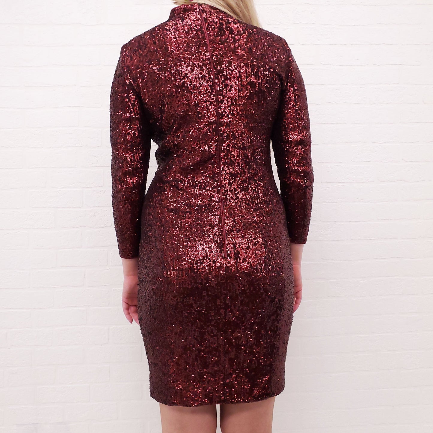 AKRIS BLACK LABEL RED SEQUIN DRESS - SIZE 10