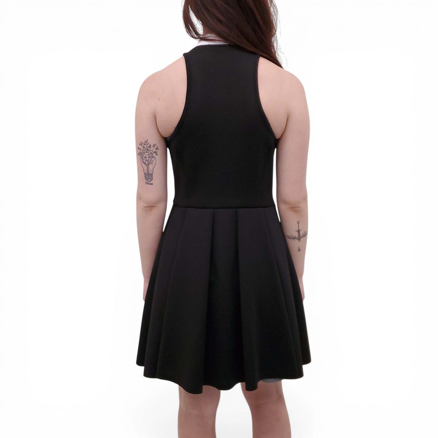 ALEXANDERWANG.T BLACK AND WHITE NEOPRENE SKATER DRESS WITH ZIPPER - SIZE L