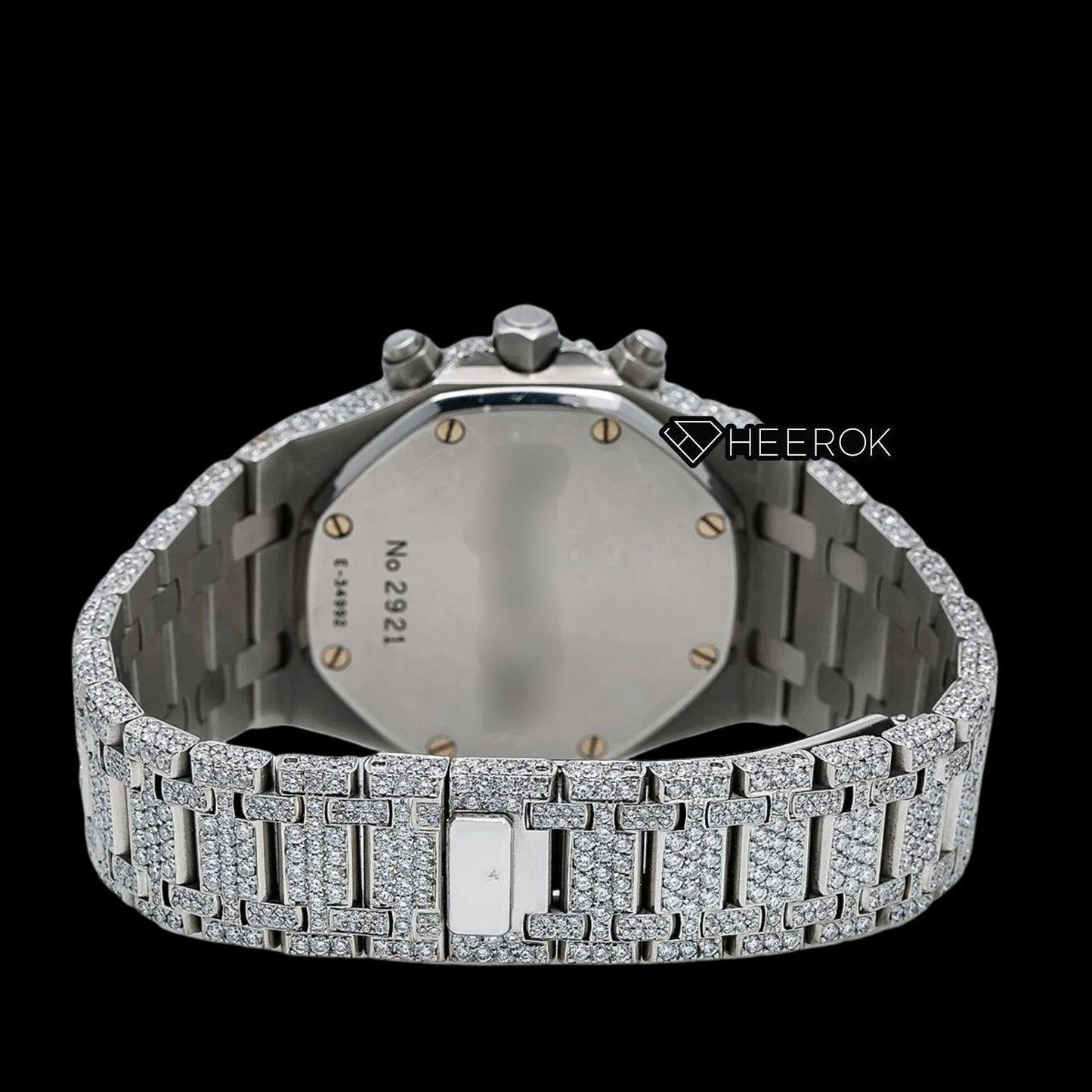 AP Royal Oak Chronograph Full Pave Diamond Dial Stick Markers Diamond Bezel Fully Iced Out Moissanite Watch