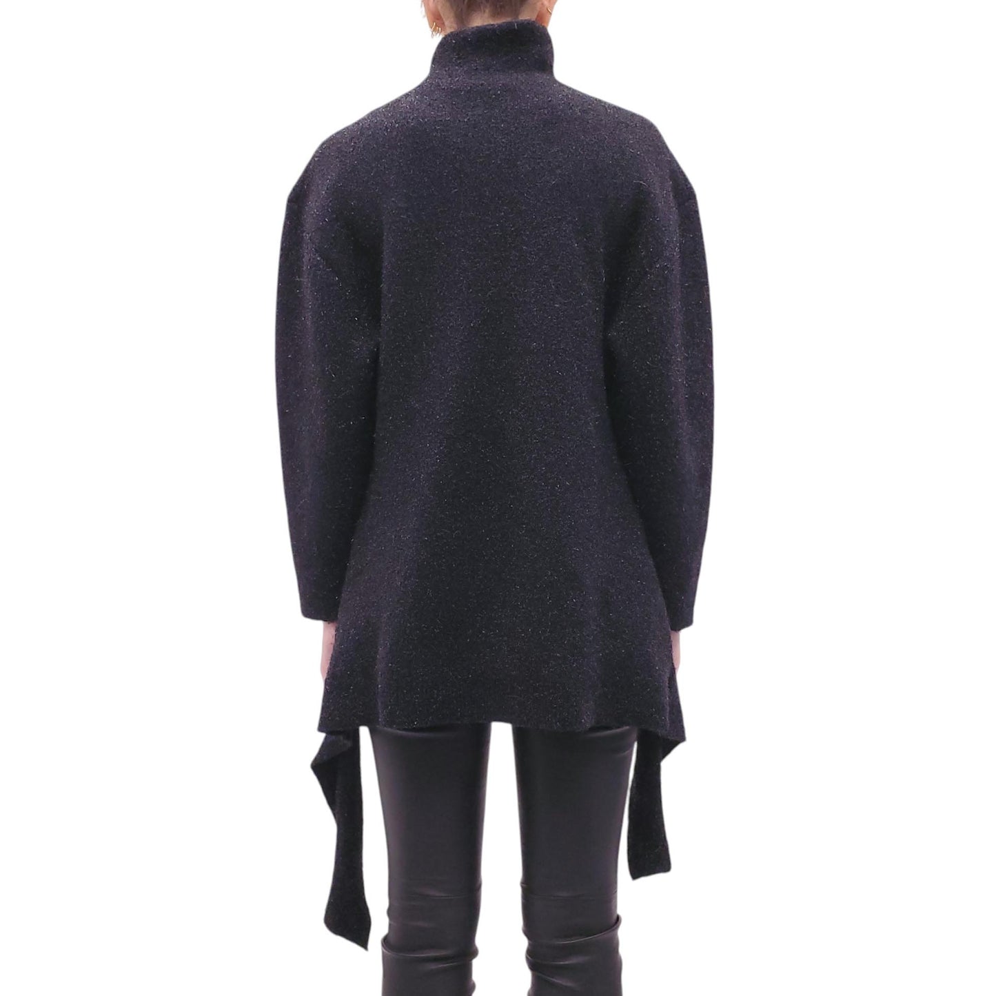 BALENCIAGA BLACK METALLIC TURTLENECK SWEATER - SIZE 36