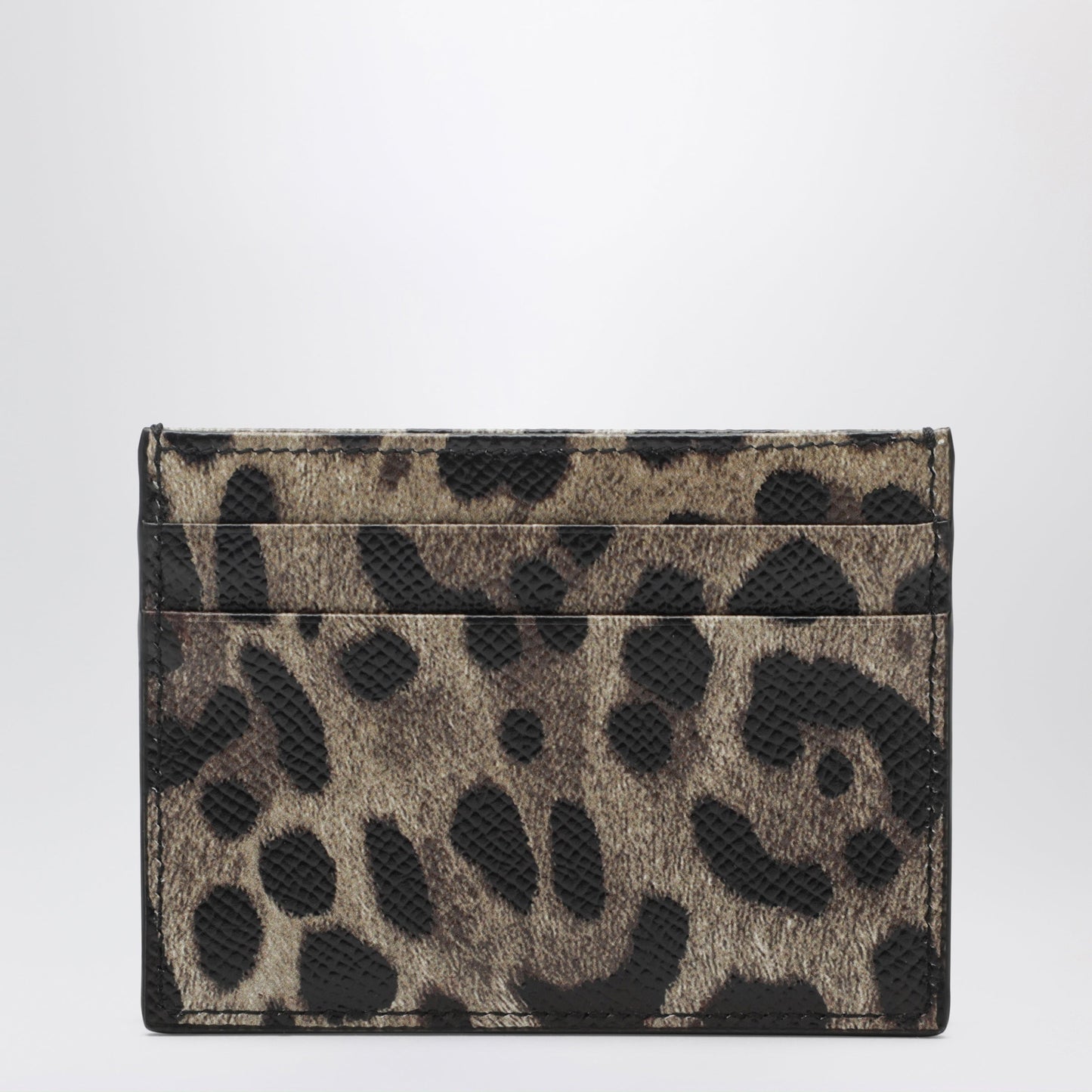 Dolce&Gabbana Card Holder In Leopard-Print Dauphine Leather With Logo Plaque Women