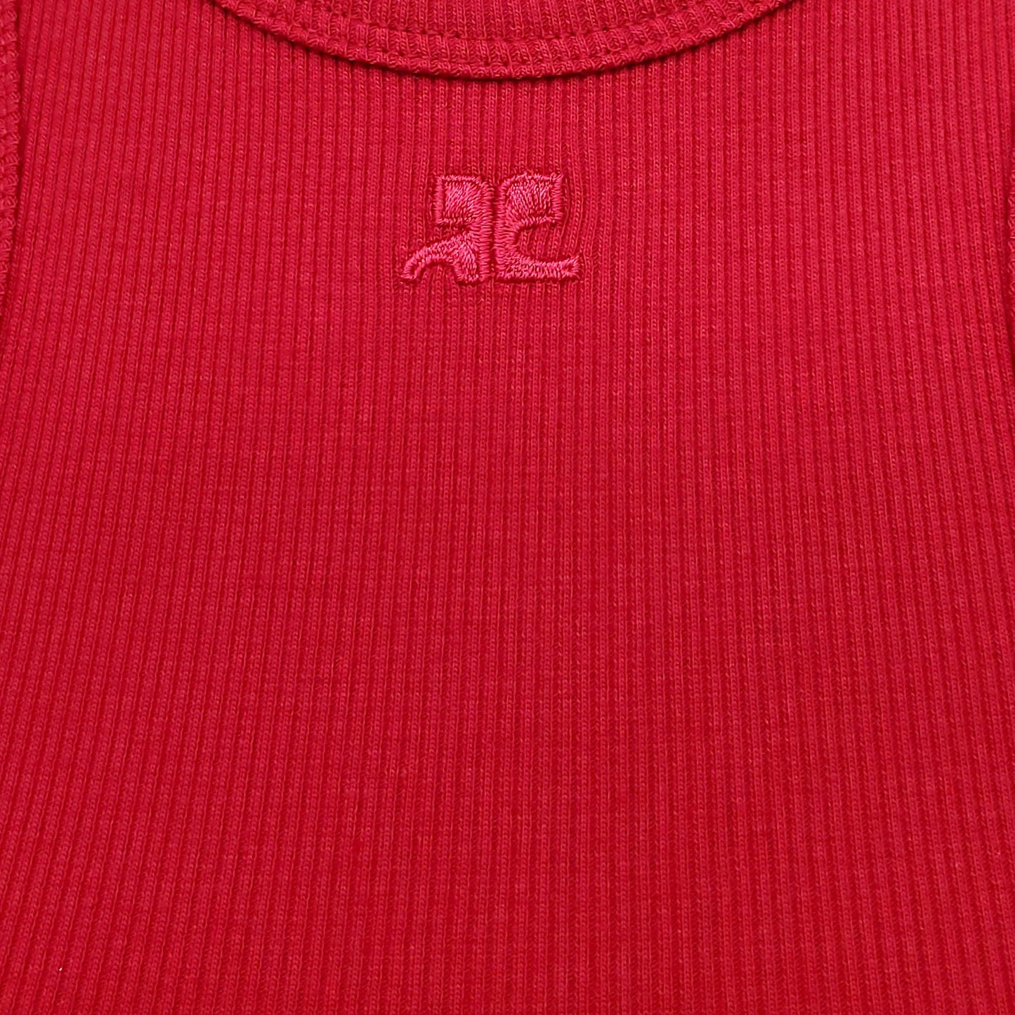 COURRÈGES RED SCUBA 90'S RIBBED MAXI DRESS- SIZE M