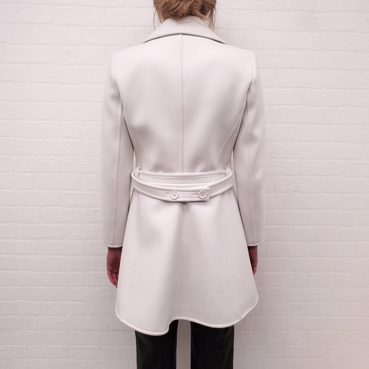 COURREGES WHITE WOOL BLEND COAT - SIZE 38