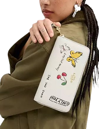 Coach Long Zip Around Wallet With Sketch Print