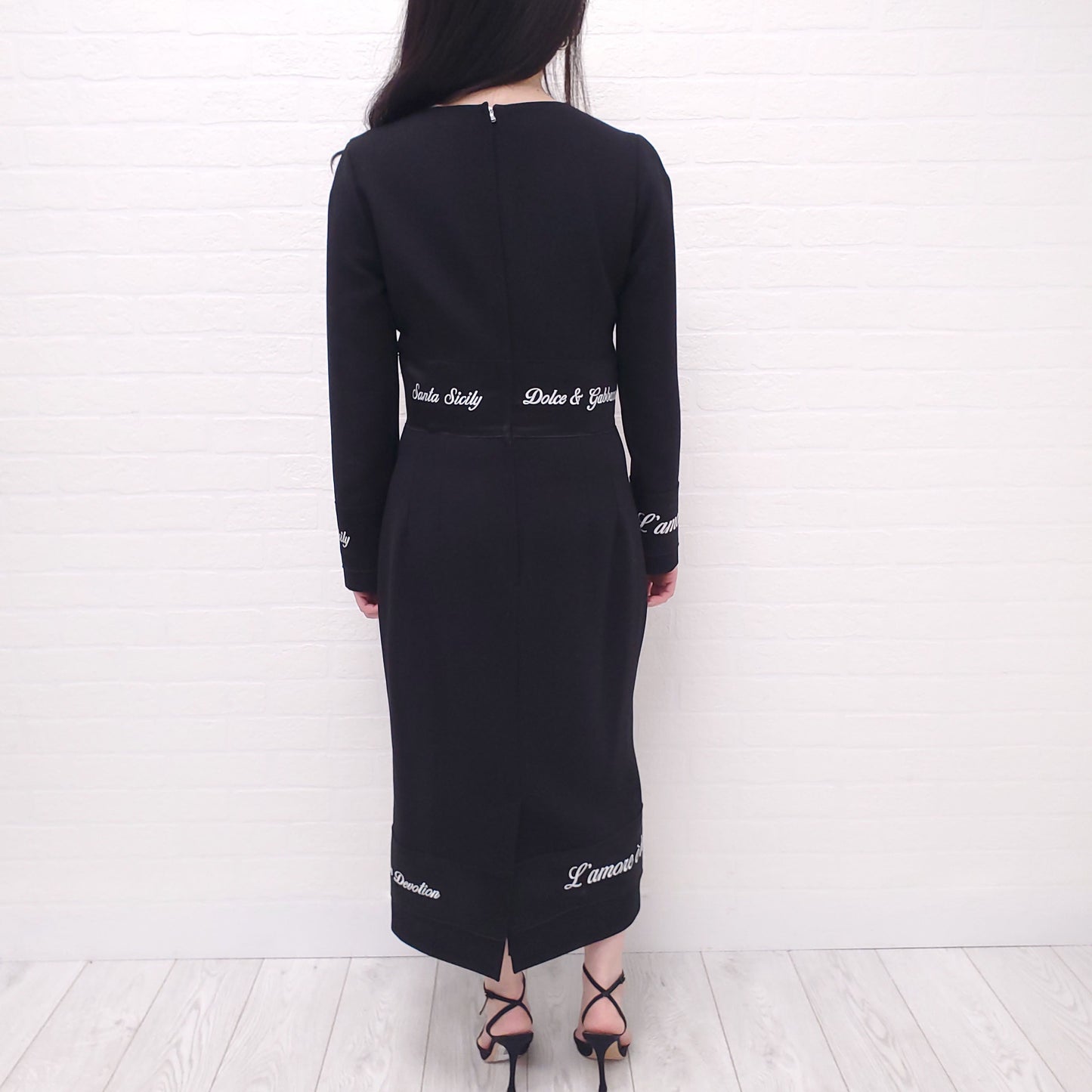 DOLCE & GABBANA BLACK 'FASHION DEVOTION' DRESS - SIZE 46