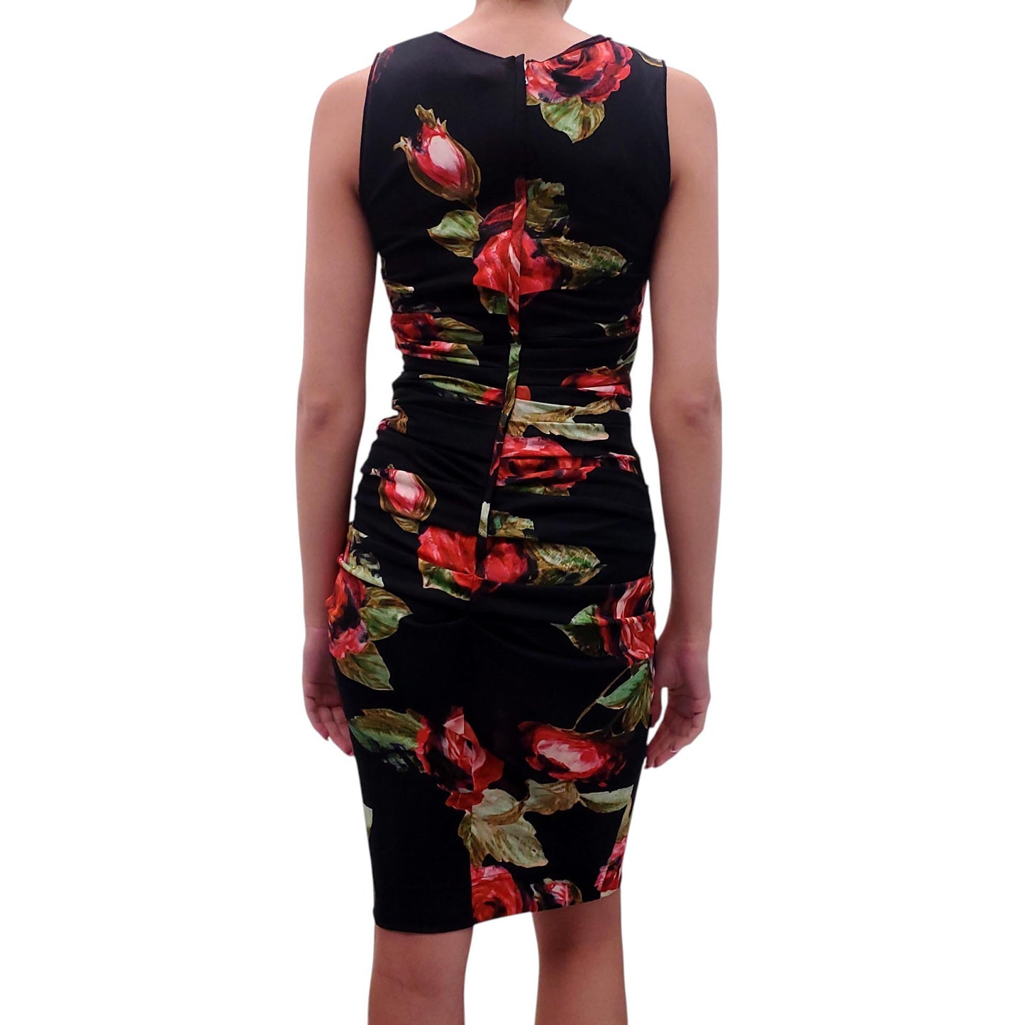 DOLCE & GABBANA FLORAL RUCHED MIDI DRESS - SIZE 38